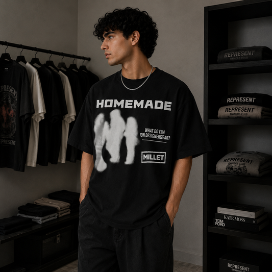 T-shirt Oversize "HOMEMADE" — Édition noire