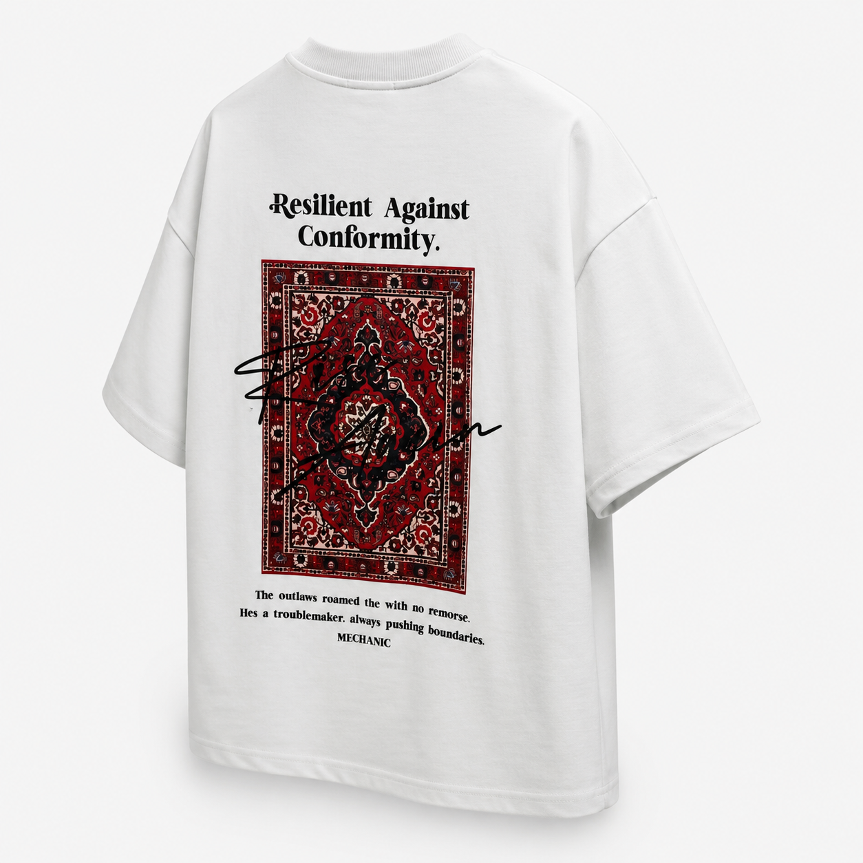 T-Shirt Oversize "Resilient Against Conformity" — Blanc