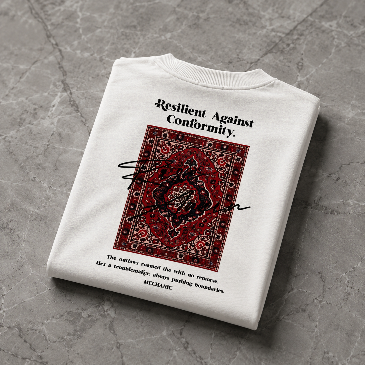 T-Shirt Oversize "Resilient Against Conformity" — Blanc