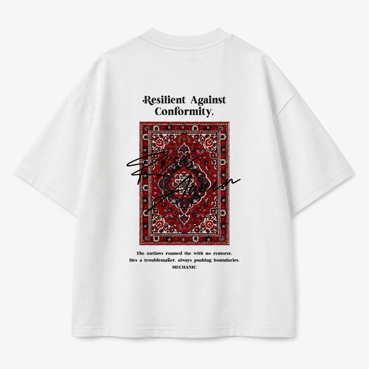 T-Shirt Oversize "Resilient Against Conformity" — Blanc