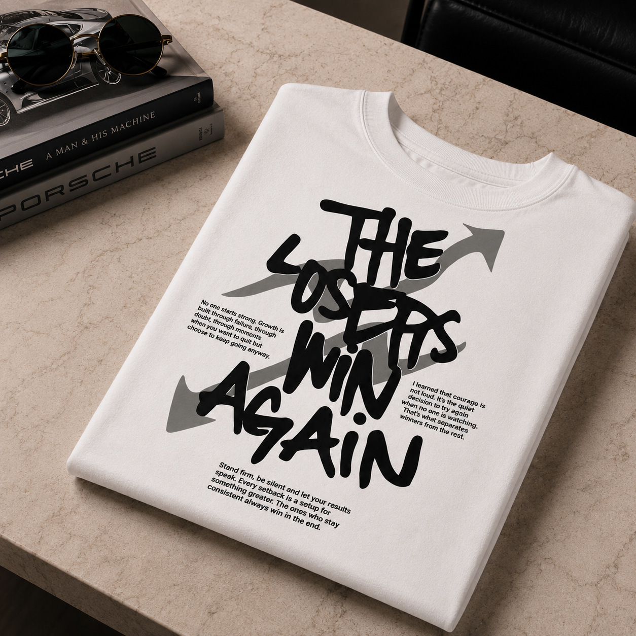 T-Shirt Oversize "The Losers Win Again" — Streetwear Blanc