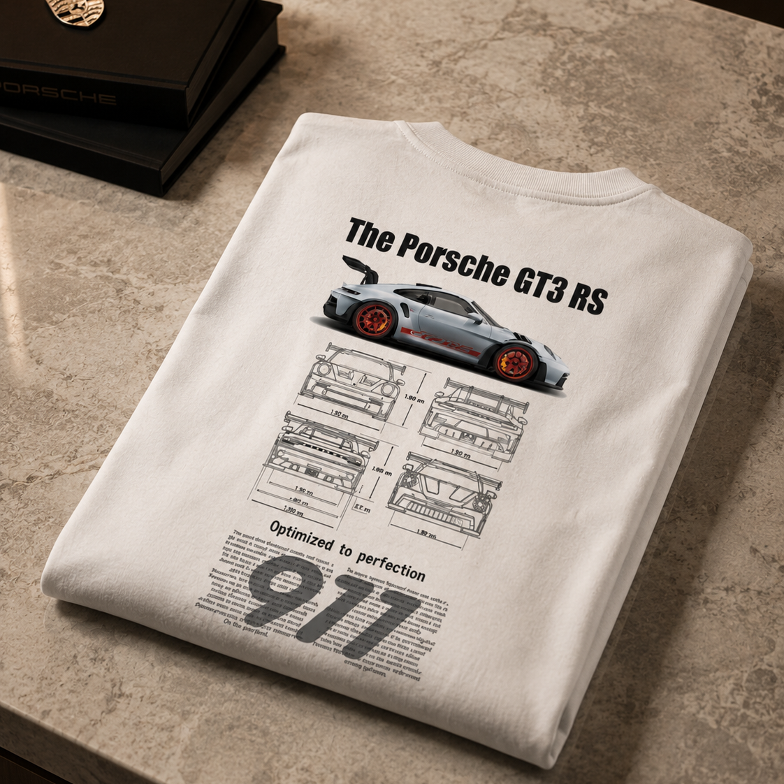 T-shirt Oversize "Porsche GT3 RS" — Blueprint edition