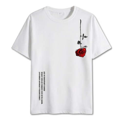 T-shirt Oversize "Vivre la Vie" — Motif fleurs rouges