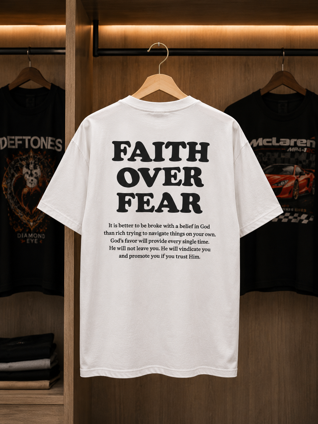 T-shirt Oversize "Faith Over Fear" — Print dos