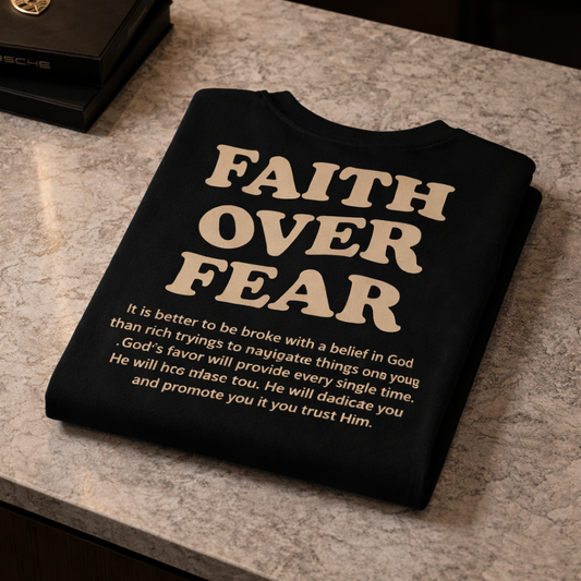 T-shirt Oversize "Faith Over Fear" — Print dos