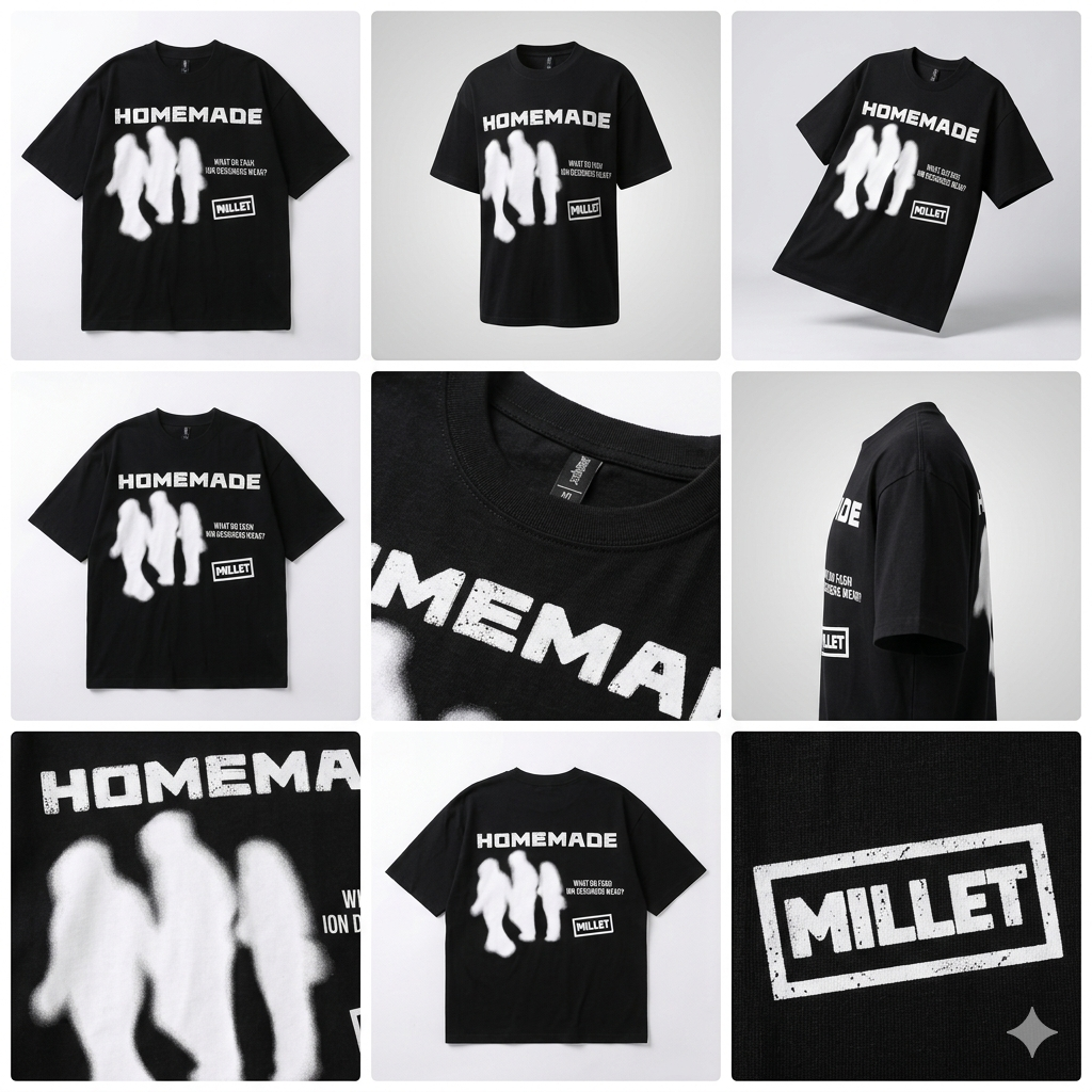T-shirt Oversize "HOMEMADE" — Édition noire