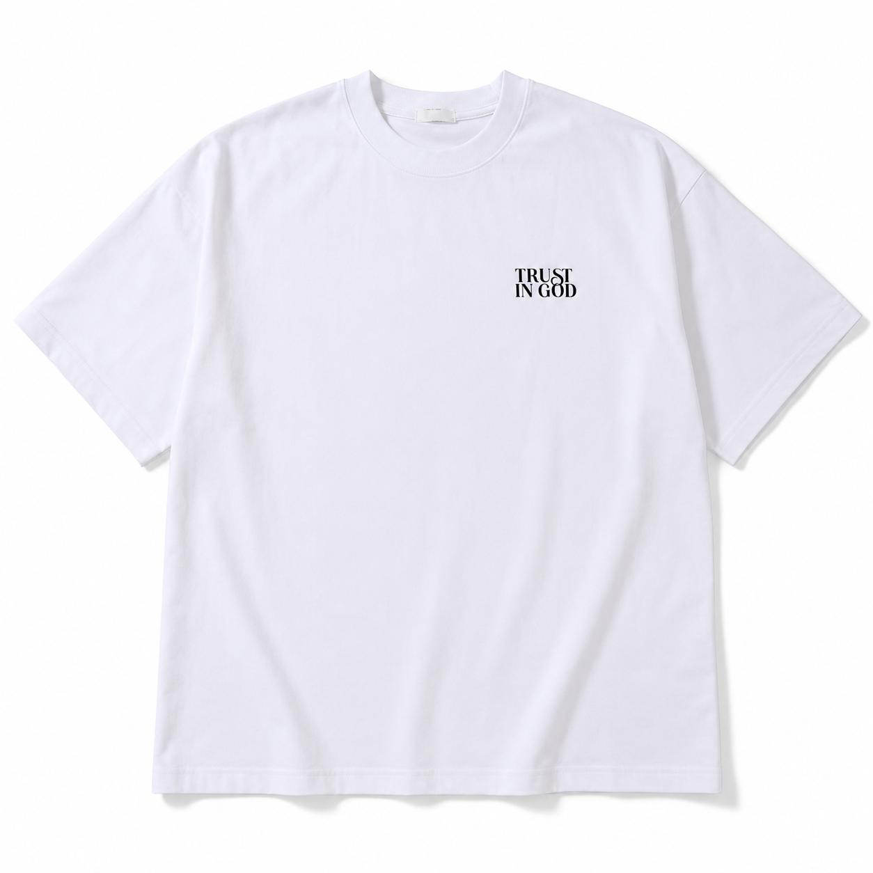 T-Shirt Oversize "Trust In God" — Blanc Premium