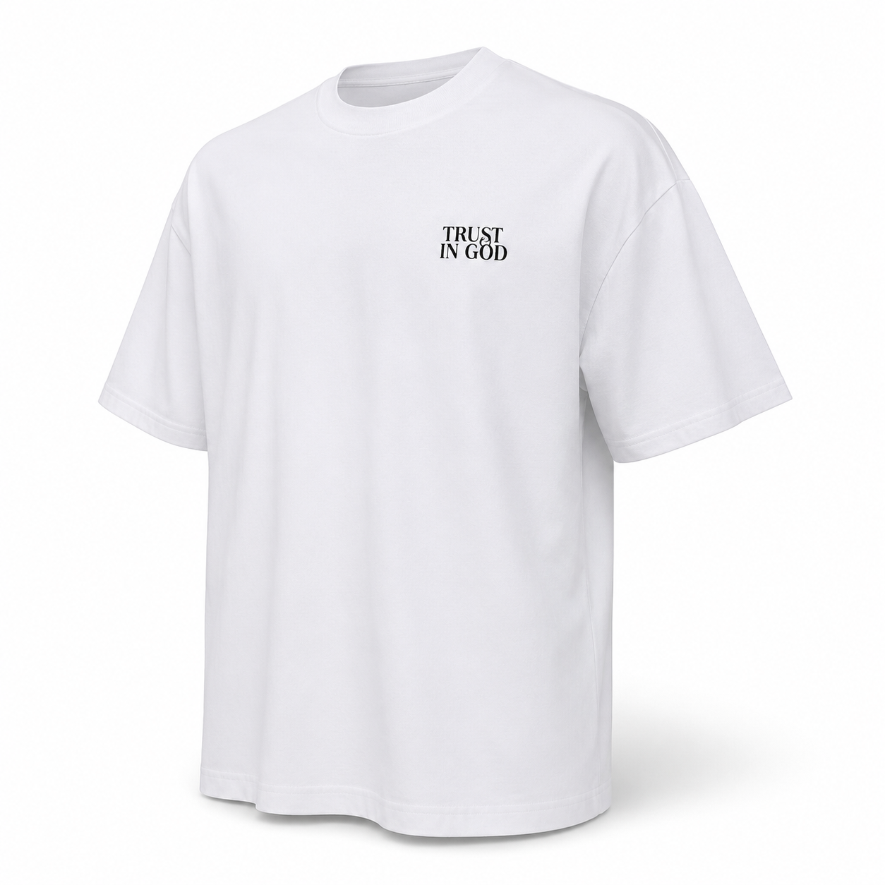 T-Shirt Oversize "Trust In God" — Blanc Premium