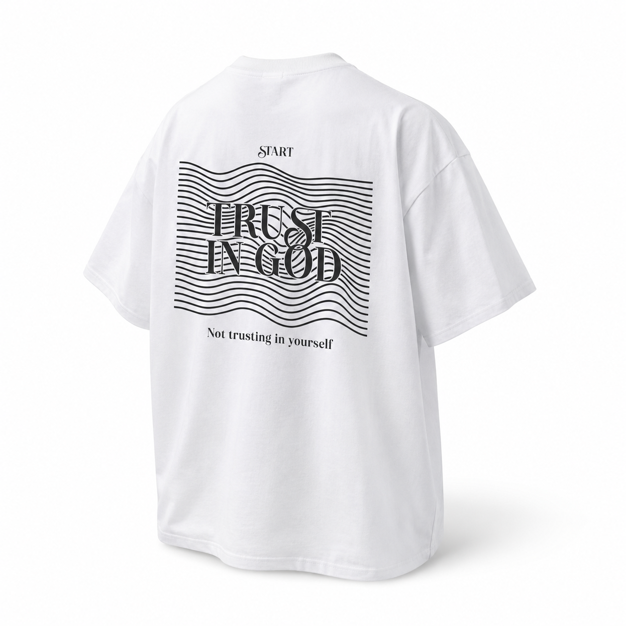 T-Shirt Oversize "Trust In God" — Blanc Premium