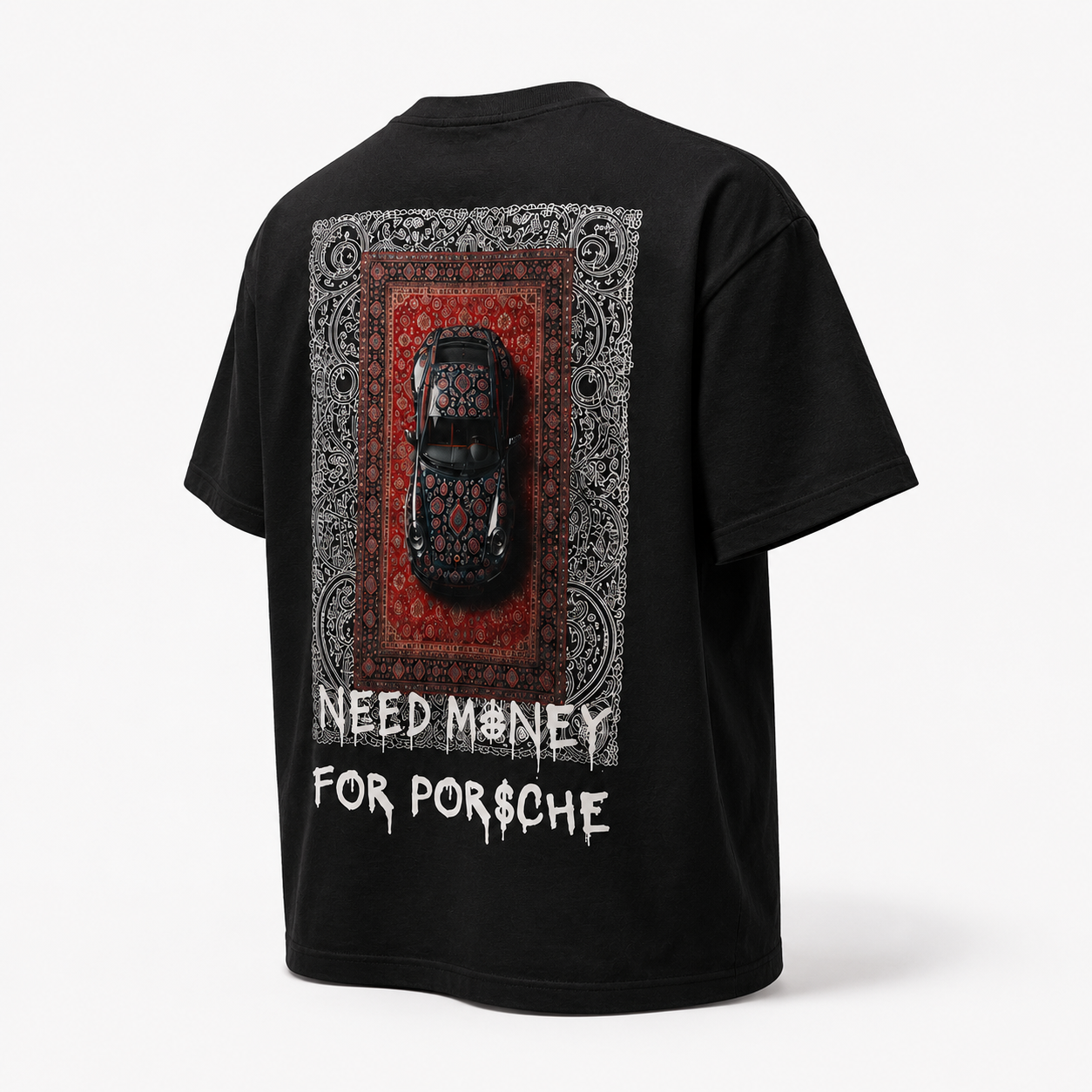 T-shirt Oversize "Need Money For Porsche" — Graphic art oriental