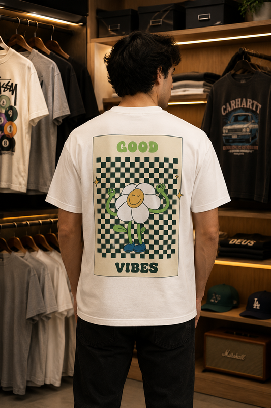 T-shirt Oversize "Good Vibes" — Graphic retro unisexe
