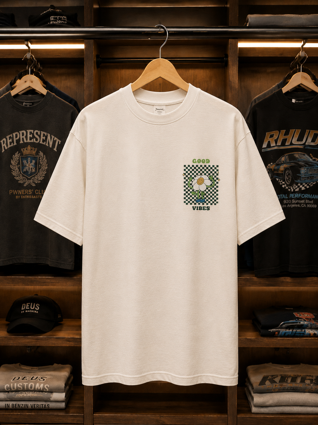 T-shirt Oversize "Good Vibes" — Graphic retro unisexe