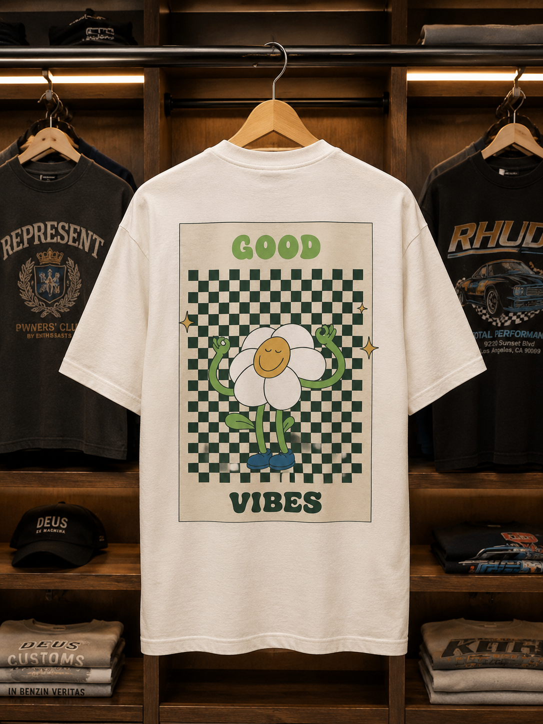 T-shirt Oversize "Good Vibes" — Graphic retro unisexe