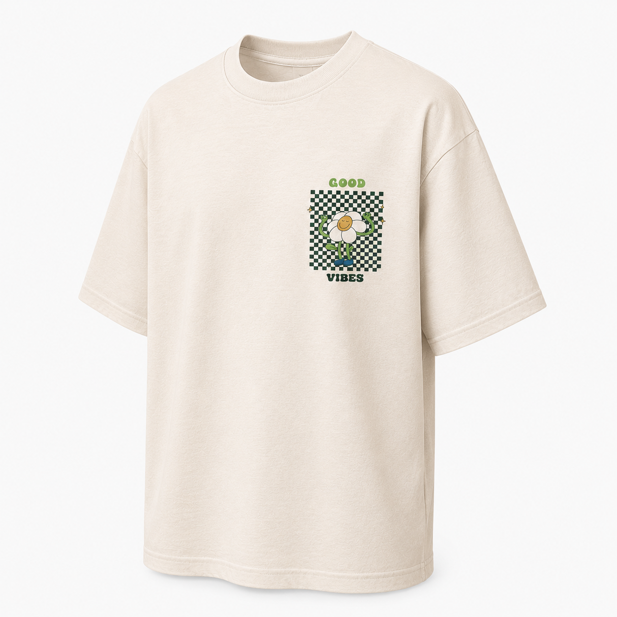 T-shirt Oversize "Good Vibes" — Graphic retro unisexe