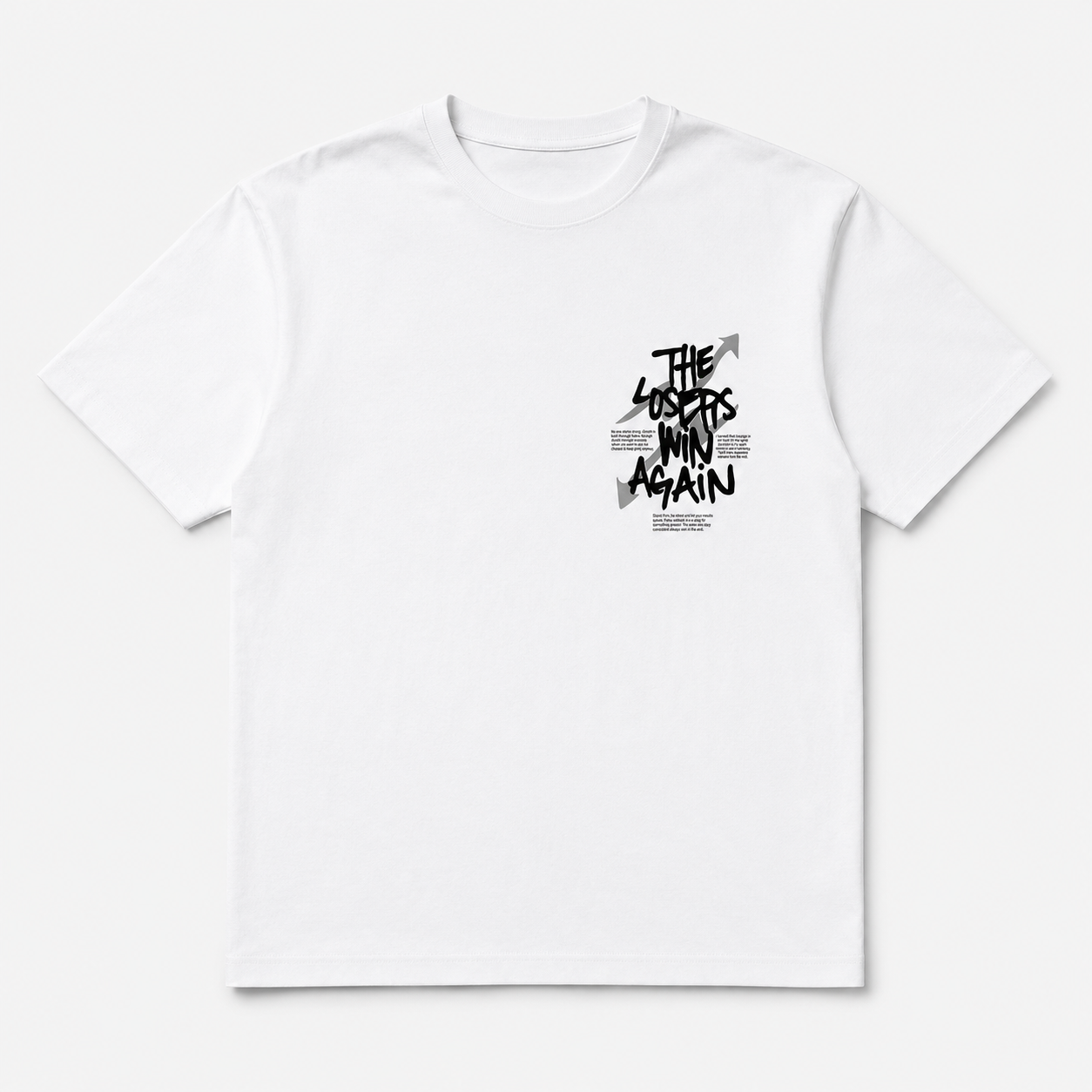 T-Shirt Oversize "The Losers Win Again" — Streetwear Blanc