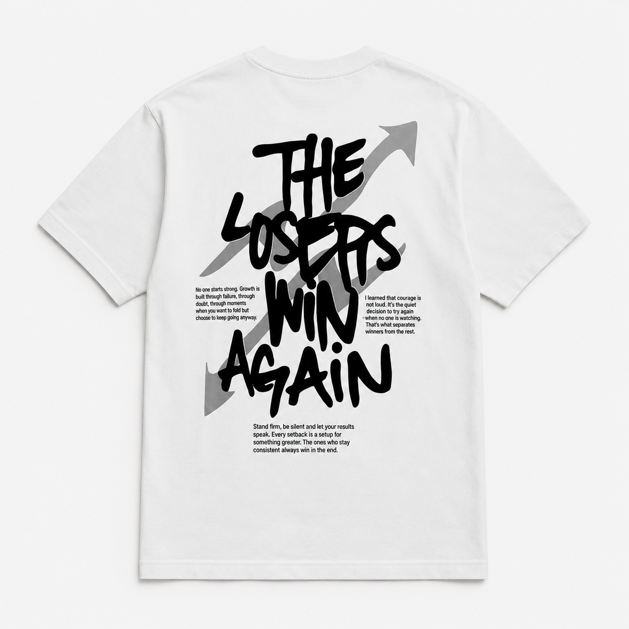T-Shirt Oversize "The Losers Win Again" — Streetwear Blanc