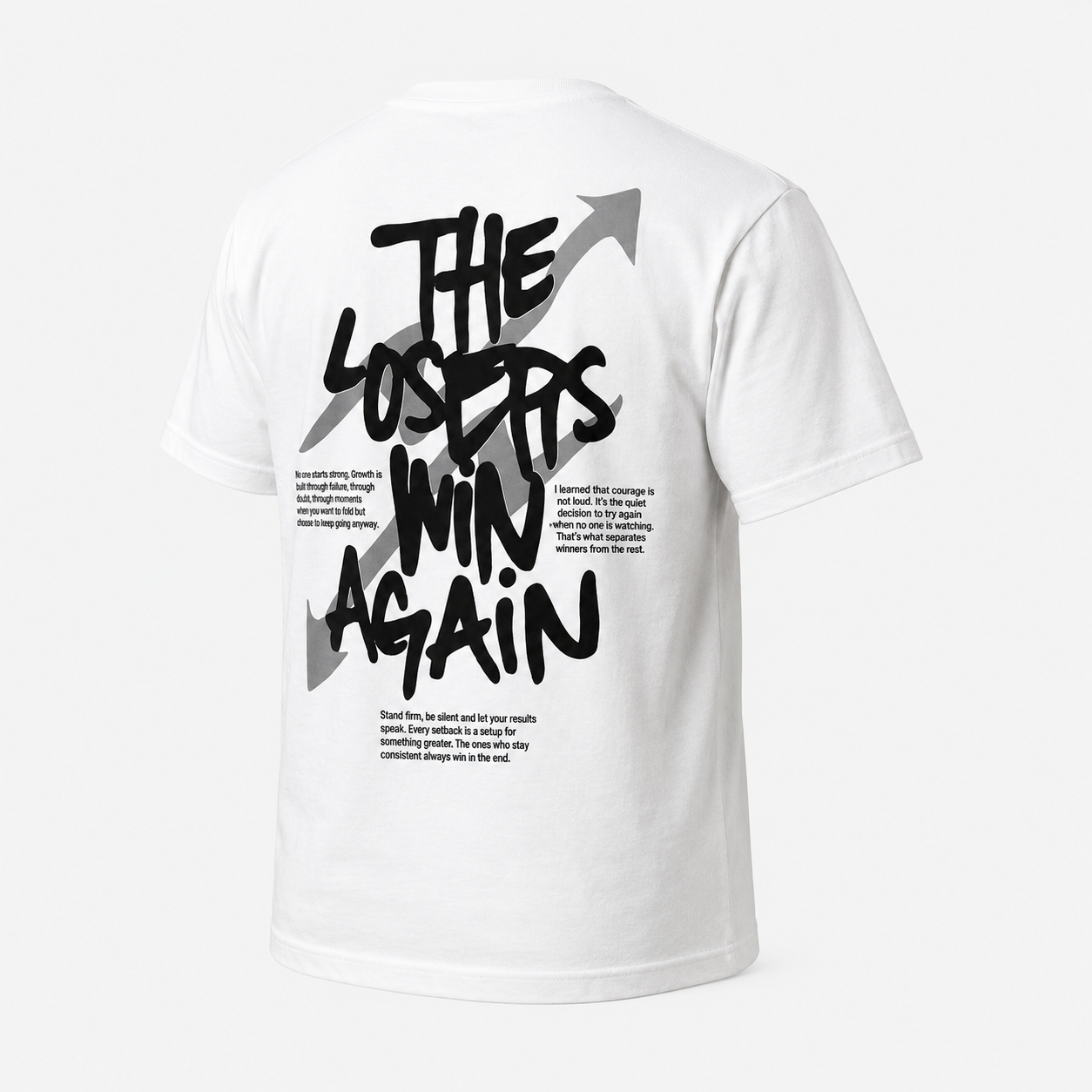T-Shirt Oversize "The Losers Win Again" — Streetwear Blanc