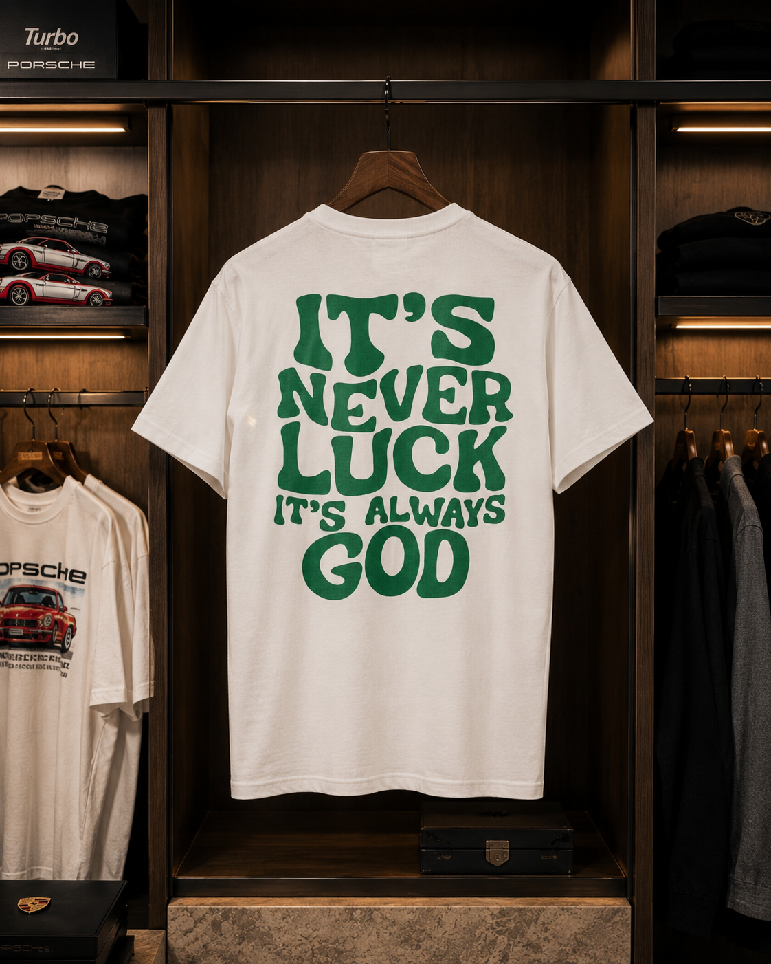 T-shirt Oversize "It's Never Luck" — Print dos