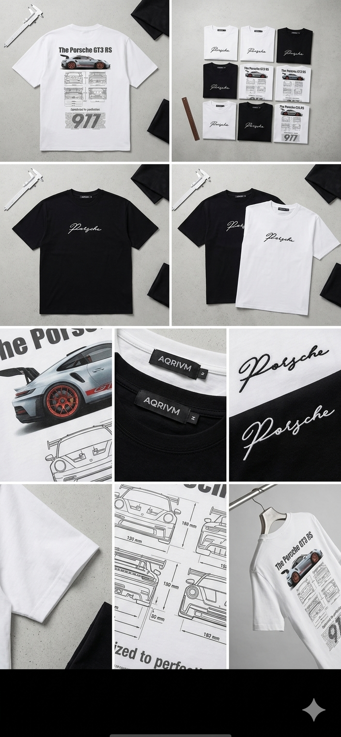 T-shirt Oversize "Porsche GT3 RS" — Blueprint edition