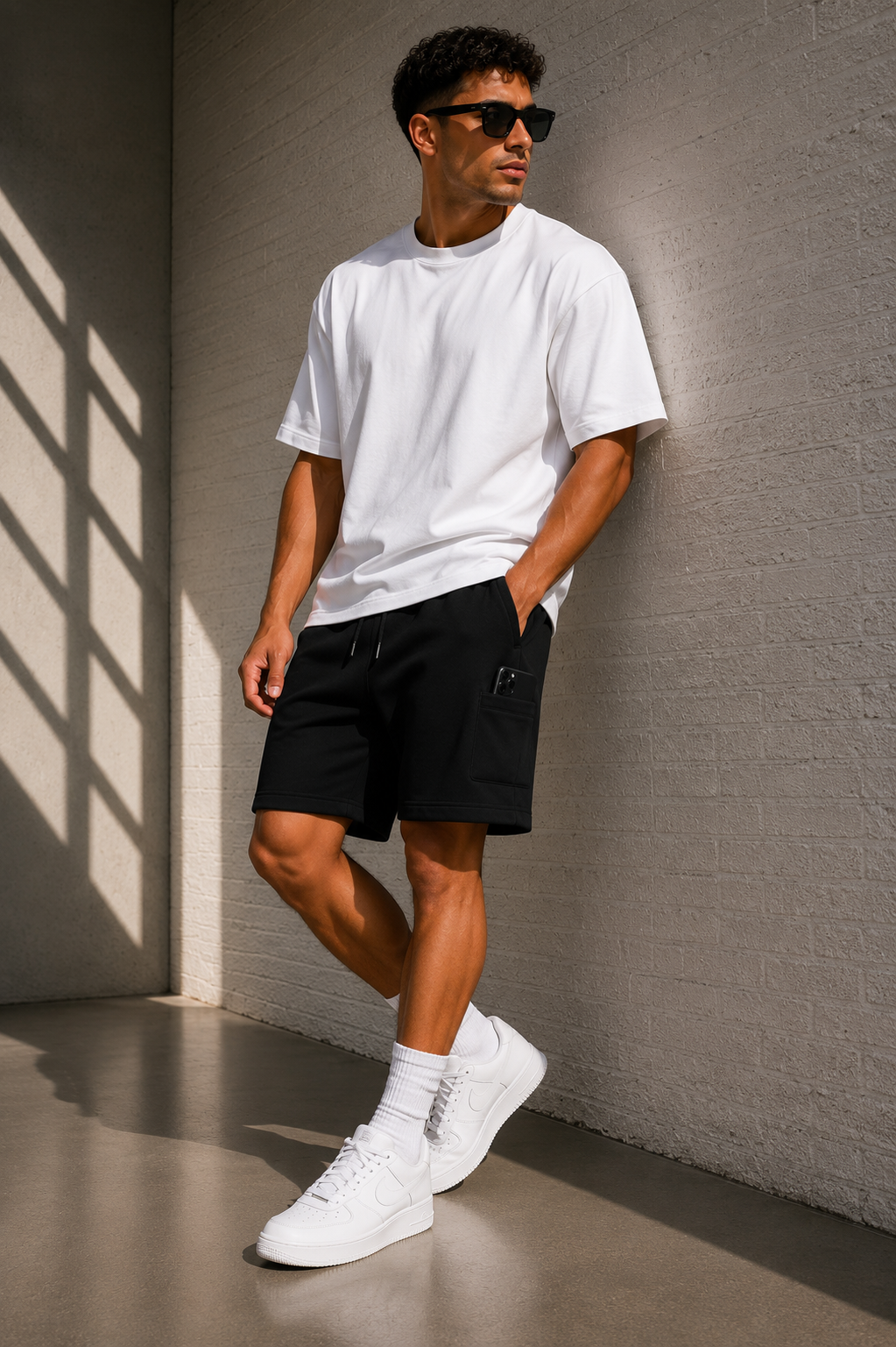 SEDELK modele reel portant le t-shirt oversize et le short