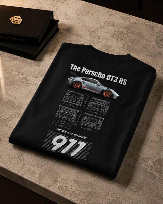 T-shirt Oversize "Porsche GT3 RS" — Blueprint edition