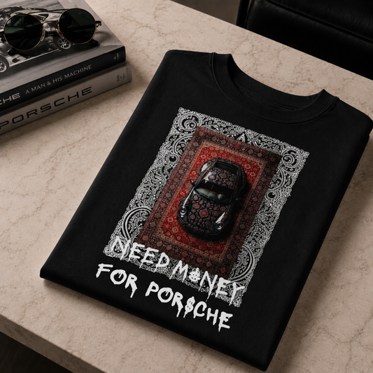 T-shirt Oversize "Need Money For Porsche" — Graphic art oriental