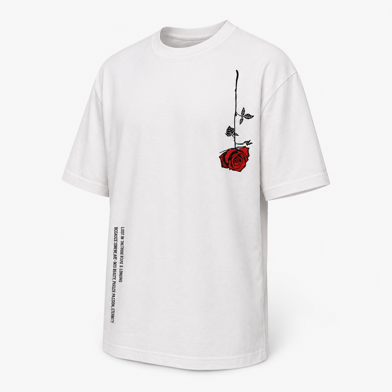T-shirt Oversize "Vivre la Vie" — Motif fleurs rouges